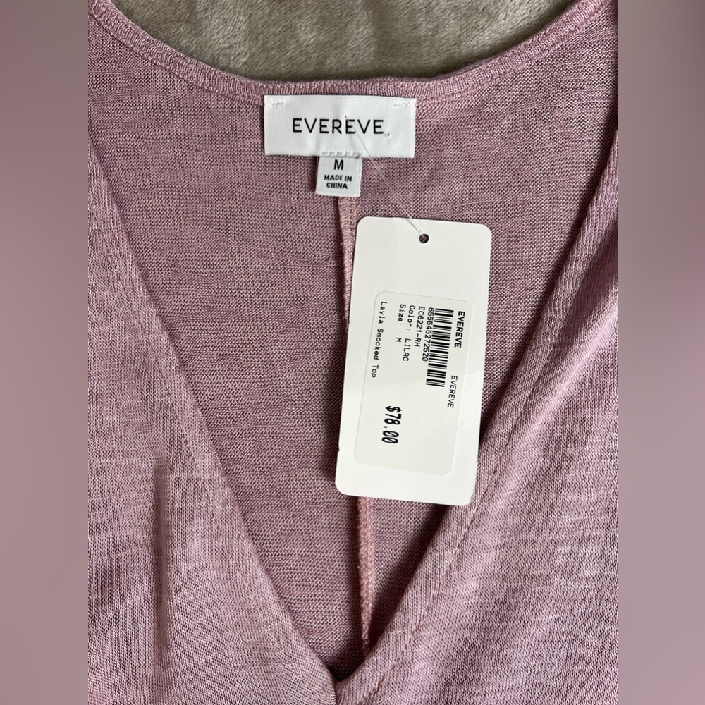 Evereve Dusty Rose V-Neck Smocked Hem Dolman Sleeve Top - Picture 2 of 10